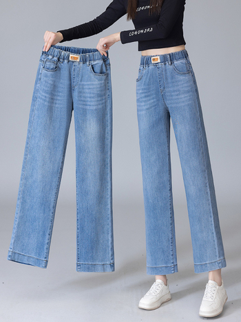 Damske svijetlo plave cropped traperice s ravnim krojem, denim, proljeće 2026, lagana tkanina, udoban kroj, plus veličina