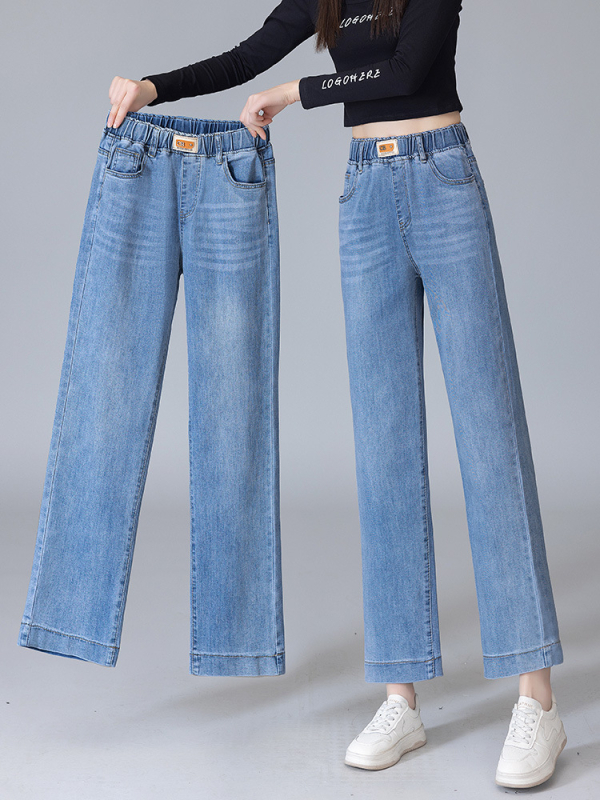 Damske svijetlo plave cropped traperice s ravnim krojem, denim, proljeće 2026, lagana tkanina, udoban kroj, plus veličina