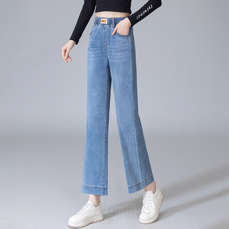 Damske svijetlo plave cropped traperice s ravnim krojem, denim, proljeće 2026, lagana tkanina, udoban kroj, plus veličina