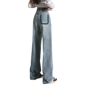 Ženske traperice visokog struka u retro američkom stilu, denim, uske i široke nogavice