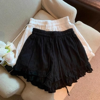 Plus veličine ženske kratke hlače s francuskom čipkom, vezicama i patchwork čipkom – ljeto, široke, casual