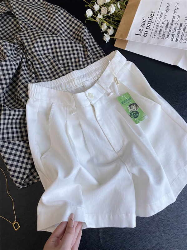 Plavo, Old Money stil, hlače od Tencela i lana, opuštene, casual, visok pas, A-linija, Bermuda, široke nogavice, šortsevi