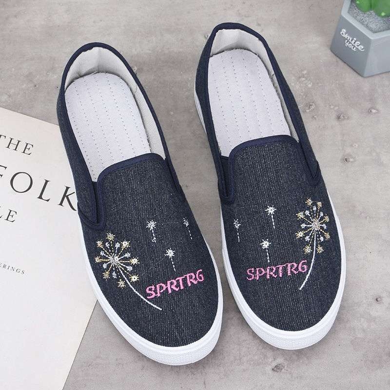 Ženske platnene cipele Old Beijing, proljeće i jesen, mekana protuklizna podloga, slip-on, korejskog stila, casual ravne cipele