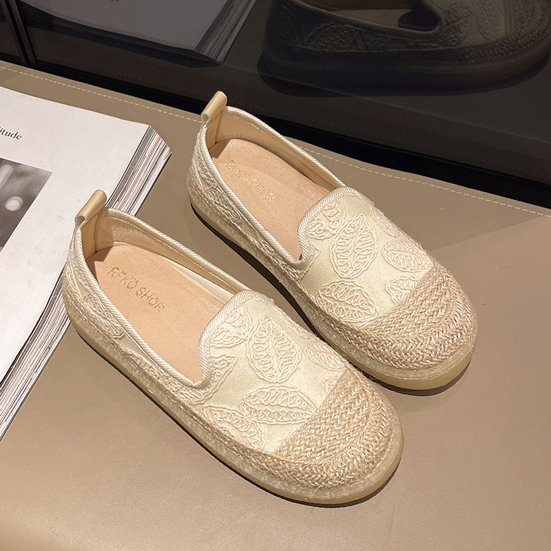 Ženske slip-on loafer s lanenim gornjim dijelom – udobne svakodnevne ravne cipele, proljeće 2025