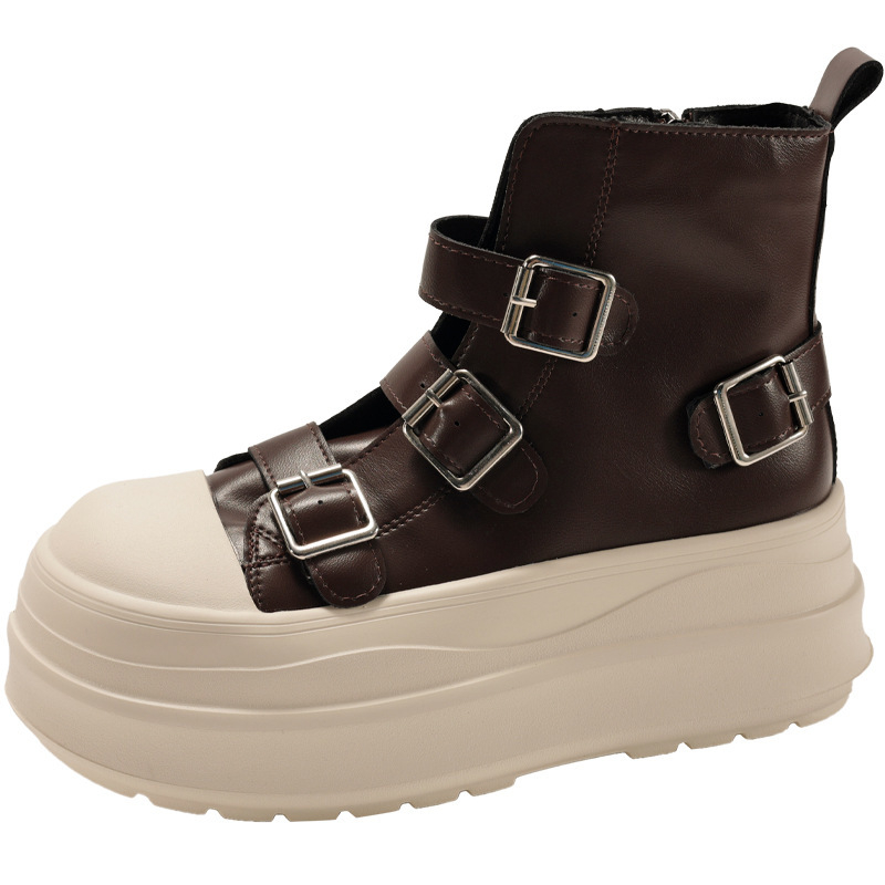 Μαύρα γυναικεία καμβά sneakers με χοντρή σόλα που δίνει ύψος, ρετρό στυλ, φθινοπωρινή 2025, casual παπούτσια που ταιριάζουν με φούστες