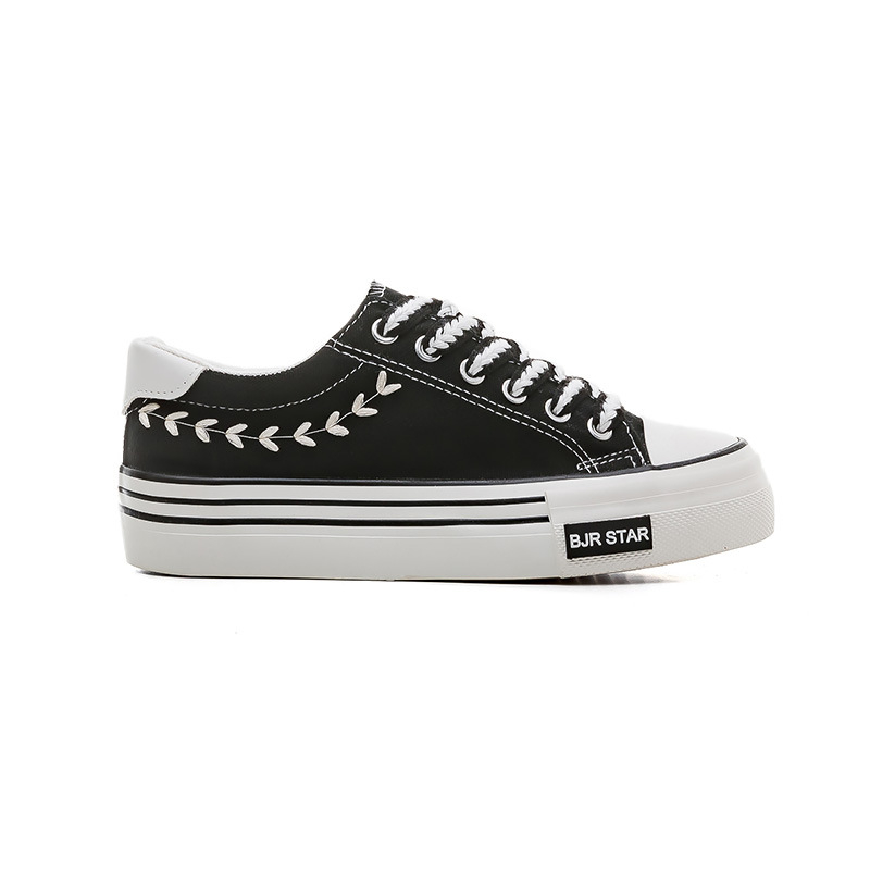 Γυναικείες καμβαδένιες sneakers με φαρδιά σόλα, χαμηλό ύψος, κορεατικό στυλ, συντονισμός χρωμάτων για φθινόπωρο