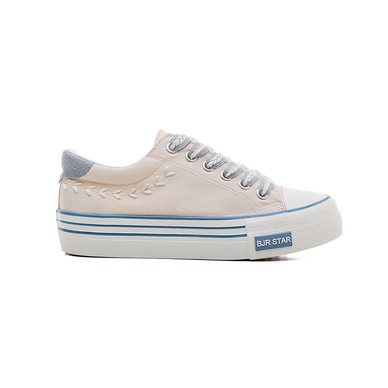 Γυναικείες καμβαδένιες sneakers με φαρδιά σόλα, χαμηλό ύψος, κορεατικό στυλ, συντονισμός χρωμάτων για φθινόπωρο