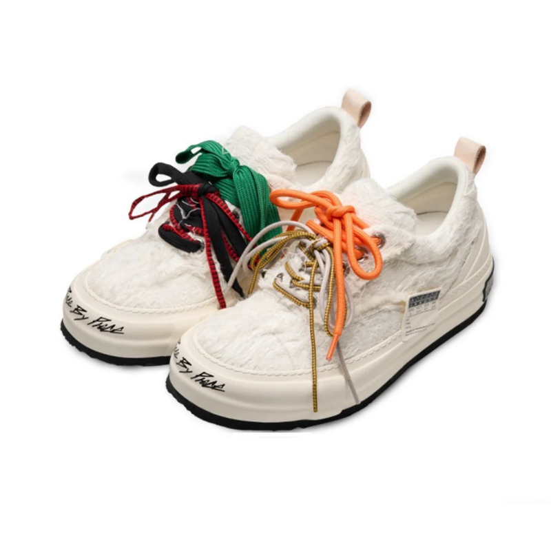 Unisex πολυχρωμα καμβά sneakers με ζακάρντ μοτίβο νιφάδες χιονιού, φθινόπωρο 2024, χειροποίητα, με κορδόνια