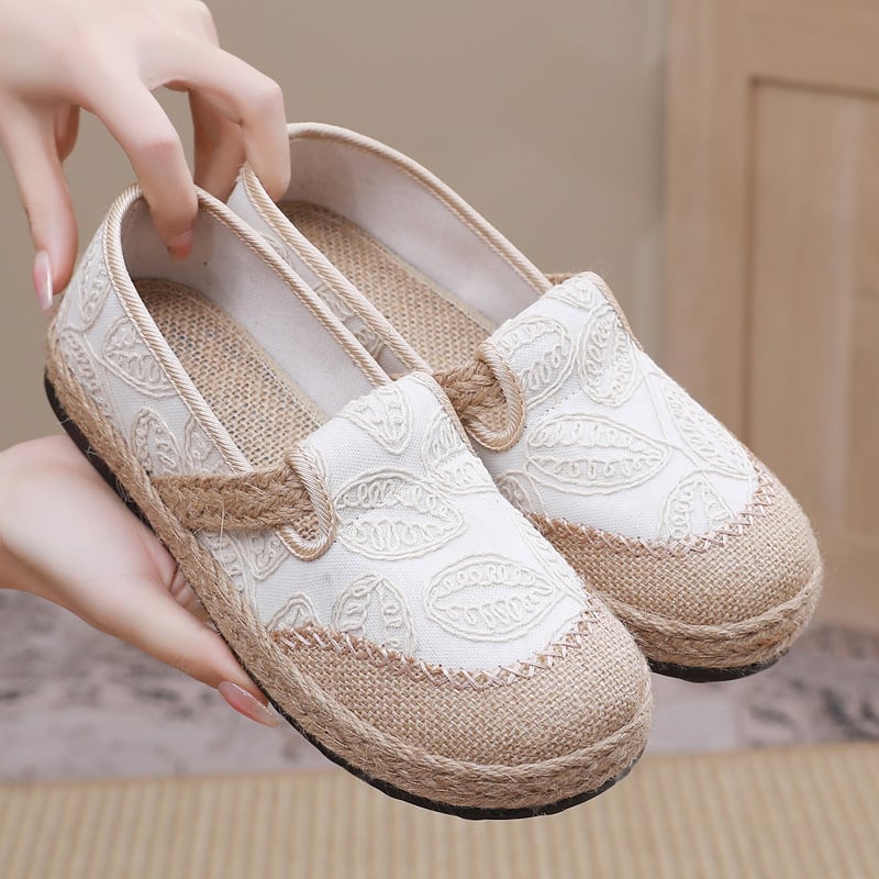 Női lazán felhúzható slip-on cipő, in anyagból, retro stílus, kerek orrú, mindennapi viselet