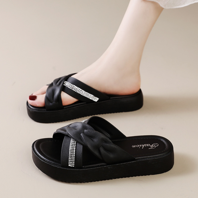 Ženske ljetne sandale s debelim potplatom i preklopnim remenima, korejski stil