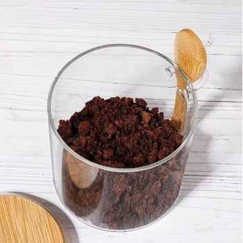 Cilindrična staklena posuda sa žlicom i poklopcem, kuhinjsko skladište za grickalice i čaj, borosilikatno staklo, 501–800 ml