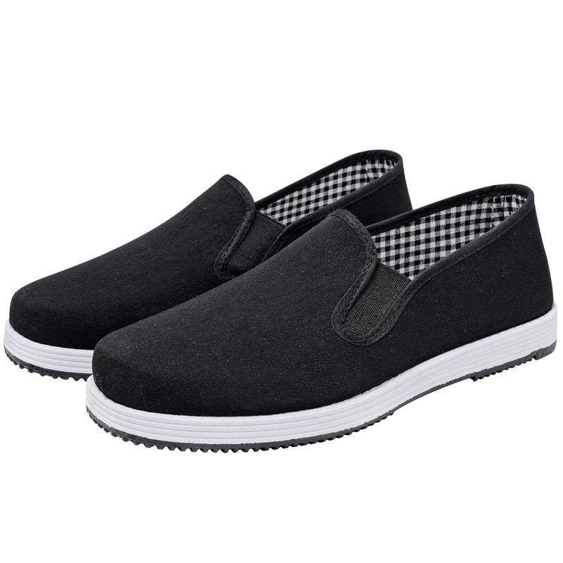 Ősi Pekingi vászoncipő férfiak és nők számára, őszi mindennapi slip-on, többrétegű talp, fekete