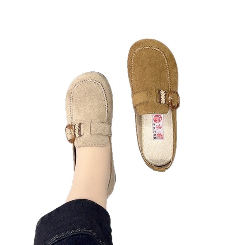 Birkenstock-stílusú női lapos talpú loafers, vászonból készült cipők a régi Pekingtől, mindennapi viseletre