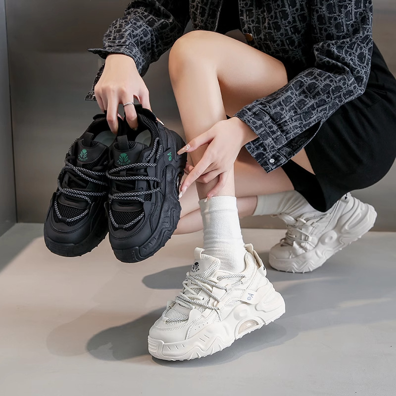 Ženske mrežaste tenisice s debelom platforme za povećanje visine, stil dad sneakers, veličina 34, jesen 2025