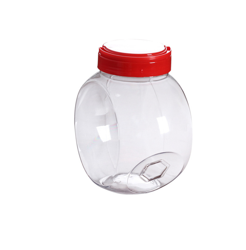 B-61-2 4000 ml PET šesterokutna posuda za bombone, prozirna s metalnim dijelovima, posuda za grickalice