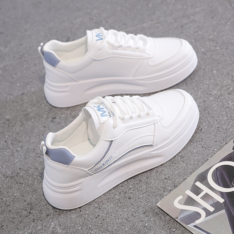 Női fehér műbőr sneaker, 2026-os modell, tavasz–ősz, mindennapi sportcipő SH836