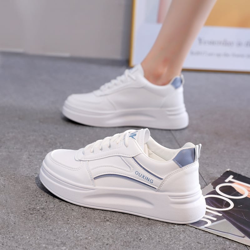 Női fehér műbőr sneaker, 2026-os modell, tavasz–ősz, mindennapi sportcipő SH836