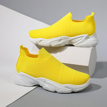 Ženske tenisice za proljeće i jesen, prozračne casual tenisice s mrežastim gornjim dijelom, okrugli vrh, niski plosnati potplat, PVC đon, tekstilna uložak, slip-on, svakodnevna upotreba