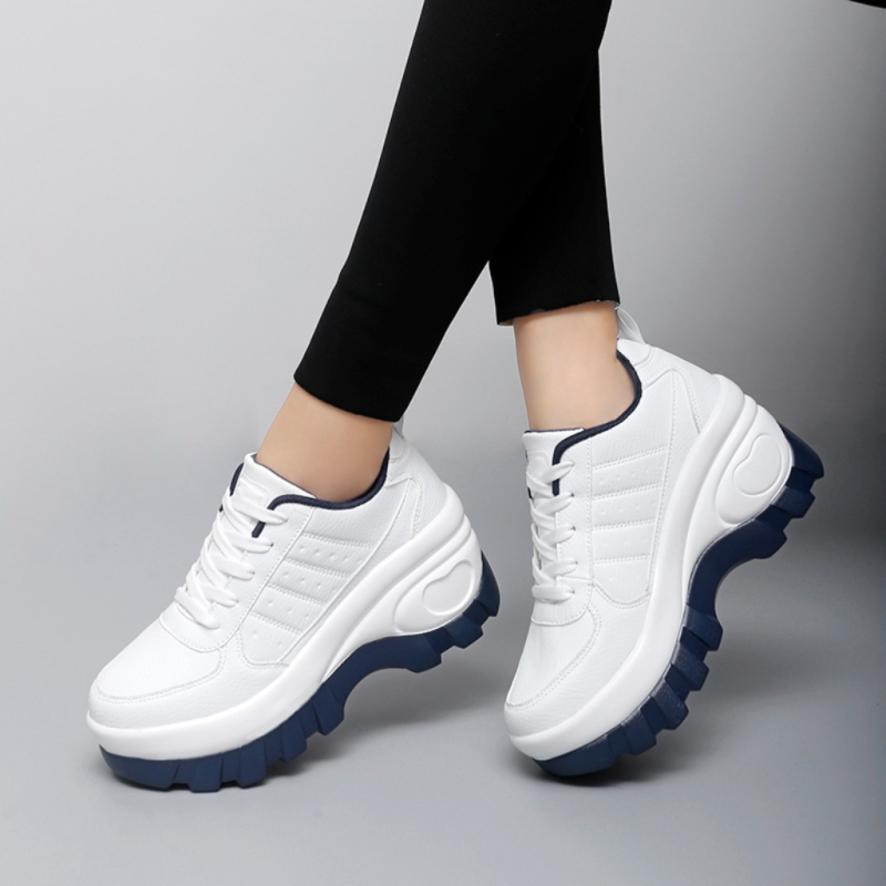 Ženske kožne cipele s debelim potplatom koji povećavaju visinu za 8 cm, protuklizne, casual, za vanjsku upotrebu