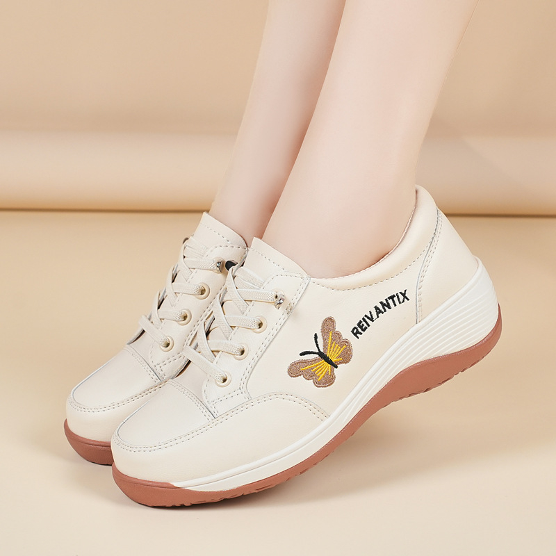 Pantofi sport pentru femei, mărime mare, stil dad sneakers, noul model toamna 2025, albi, versatili, ușori cu amortizare