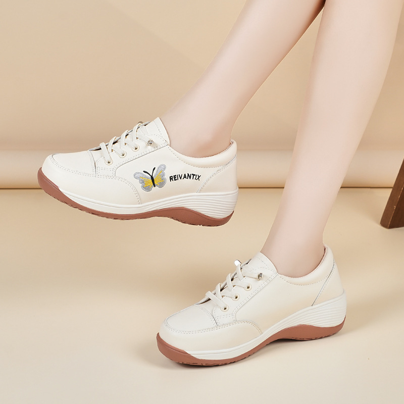 Pantofi sport pentru femei, mărime mare, stil dad sneakers, noul model toamna 2025, albi, versatili, ușori cu amortizare