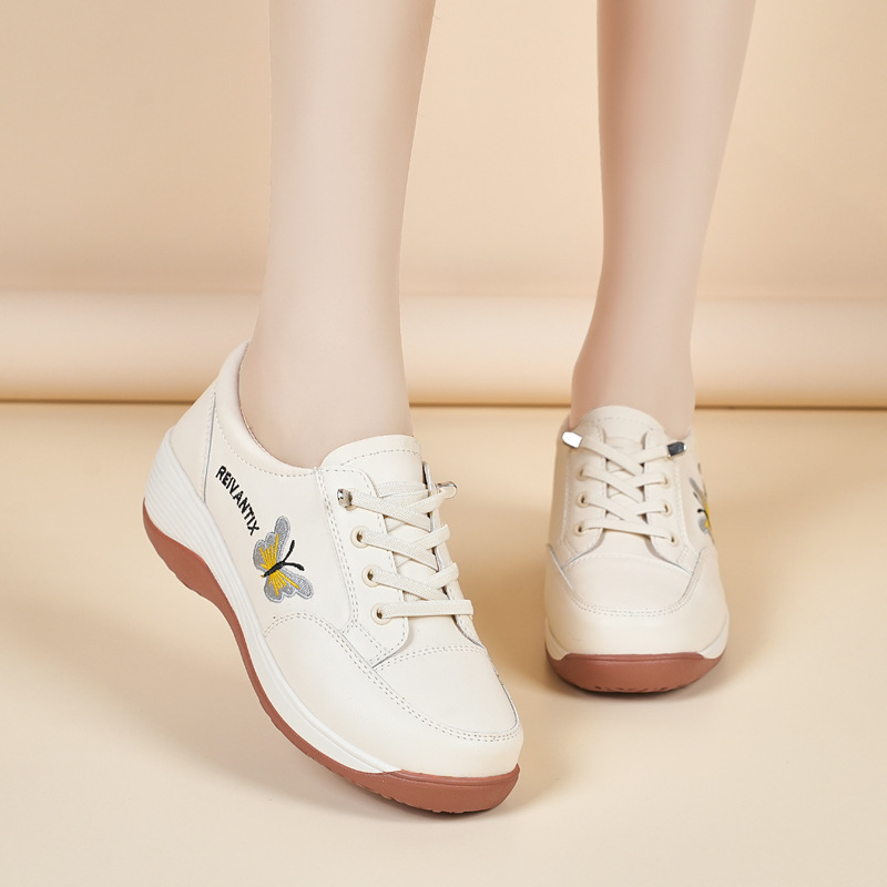 Pantofi sport pentru femei, mărime mare, stil dad sneakers, noul model toamna 2025, albi, versatili, ușori cu amortizare