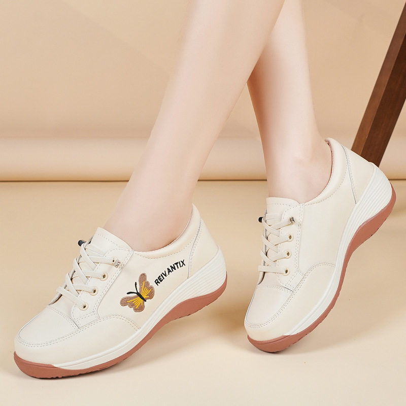 Pantofi sport pentru femei, mărime mare, stil dad sneakers, noul model toamna 2025, albi, versatili, ușori cu amortizare
