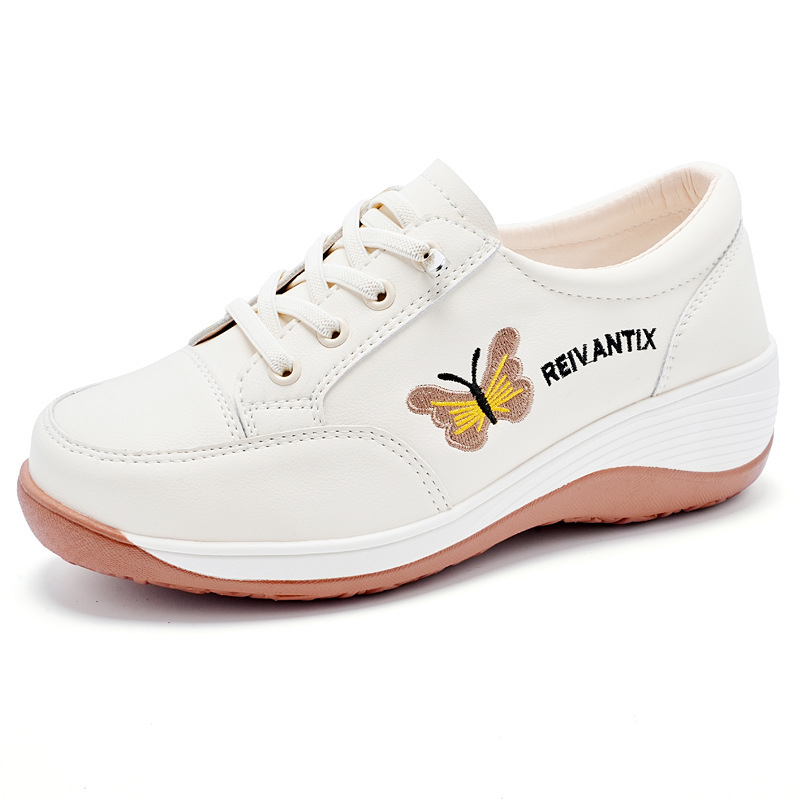 Pantofi sport pentru femei, mărime mare, stil dad sneakers, noul model toamna 2025, albi, versatili, ușori cu amortizare