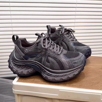 Ženske tenisice tipa dad sneakers s učinkom povećanja visine, lagane, s debelim potplatom, mrežasti gornji dio, vezice, korejskog sportskog stila