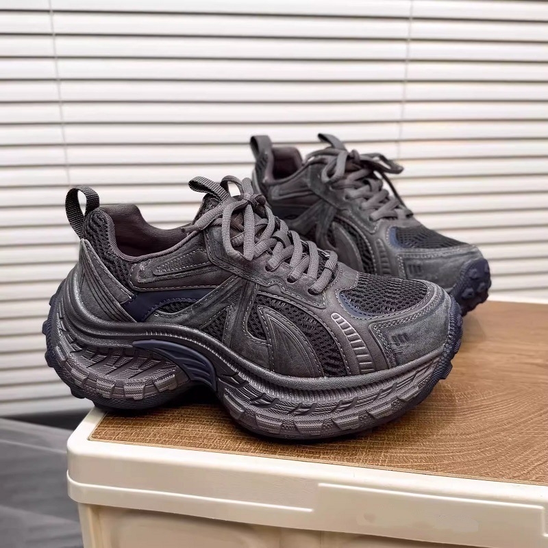 Ženske tenisice tipa dad sneakers s učinkom povećanja visine, lagane, s debelim potplatom, mrežasti gornji dio, vezice, korejskog sportskog stila