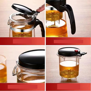 Ceainic elegant, ceașcă de ceai rezistentă la căldură, set de ceai din sticlă cu filtru cu o singură atingere pentru uz casnic, articole de ceai rafinate