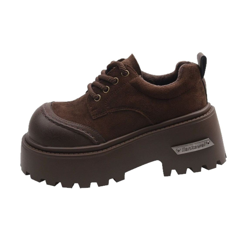 Ženske loaferice s 7 cm debelim potplatom, retro stil, vezanje, kožne cipele za povećanje visine