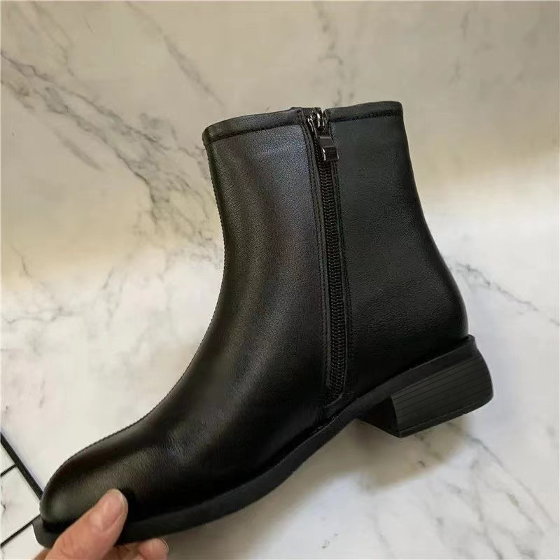 Ženske Martin čizme 2024, britski stil, kratke gležnjače s okruglim vrhom, srednja peta 3-5 cm, vodootporne, protuklizne, bočni zatvarač, PU podstava