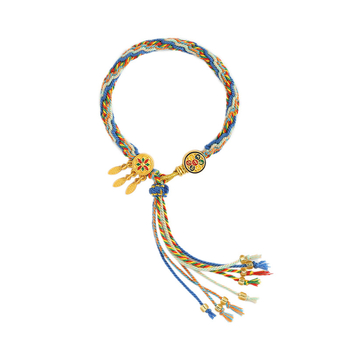 Unisex narukvica od ručno pletenog užeta s pet boja, tibetanski etnički stil