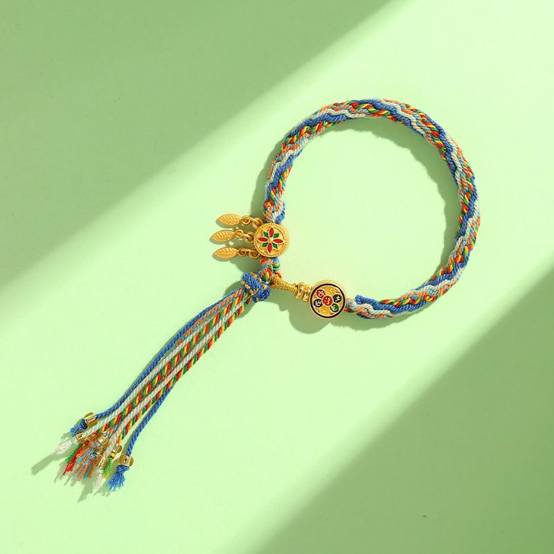 Unisex narukvica od ručno pletenog užeta s pet boja, tibetanski etnički stil