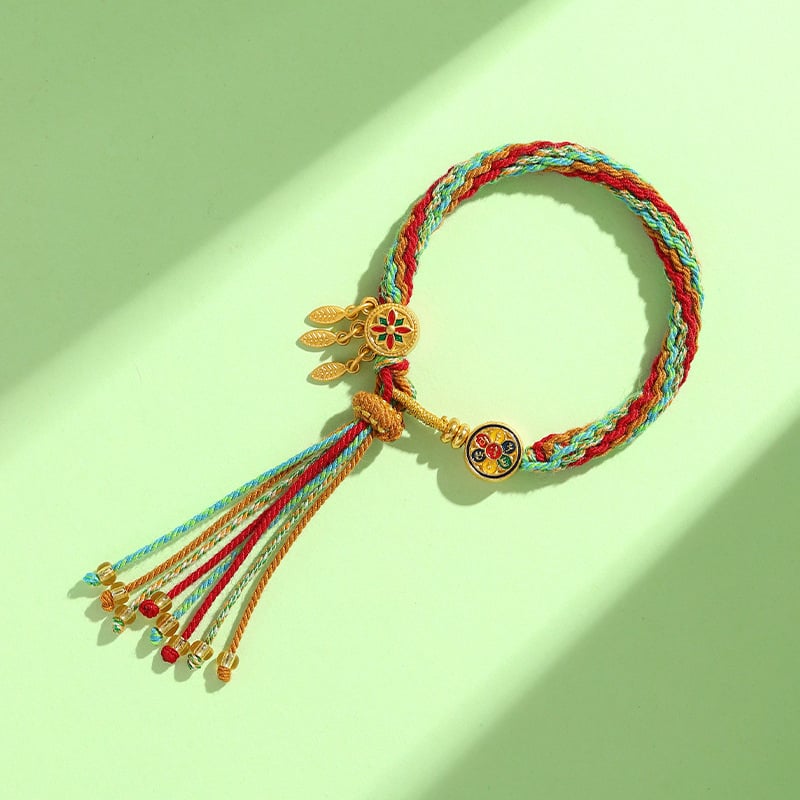 Unisex narukvica od ručno pletenog užeta s pet boja, tibetanski etnički stil