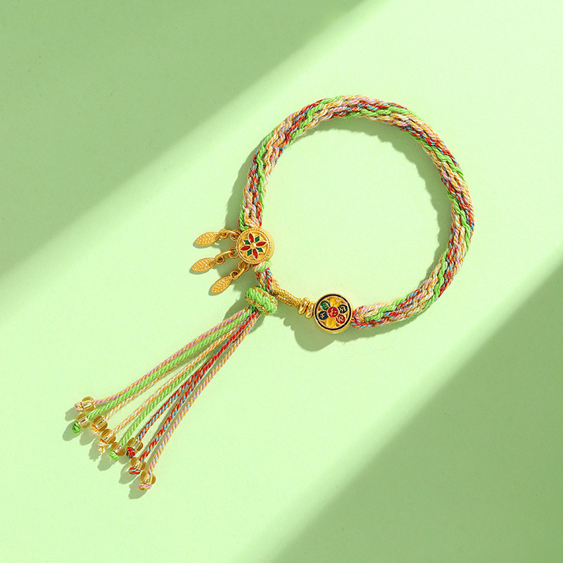 Unisex narukvica od ručno pletenog užeta s pet boja, tibetanski etnički stil