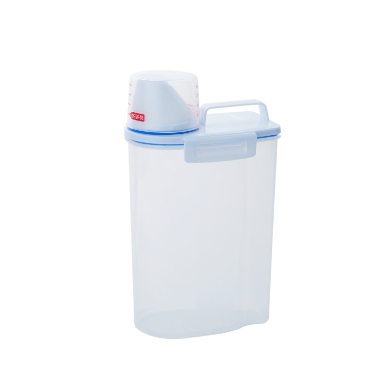 Plastična posuda za skladištenje riže s mjerom, zatvorena, kuhinjski organizator, kapacitet 501–800 ml