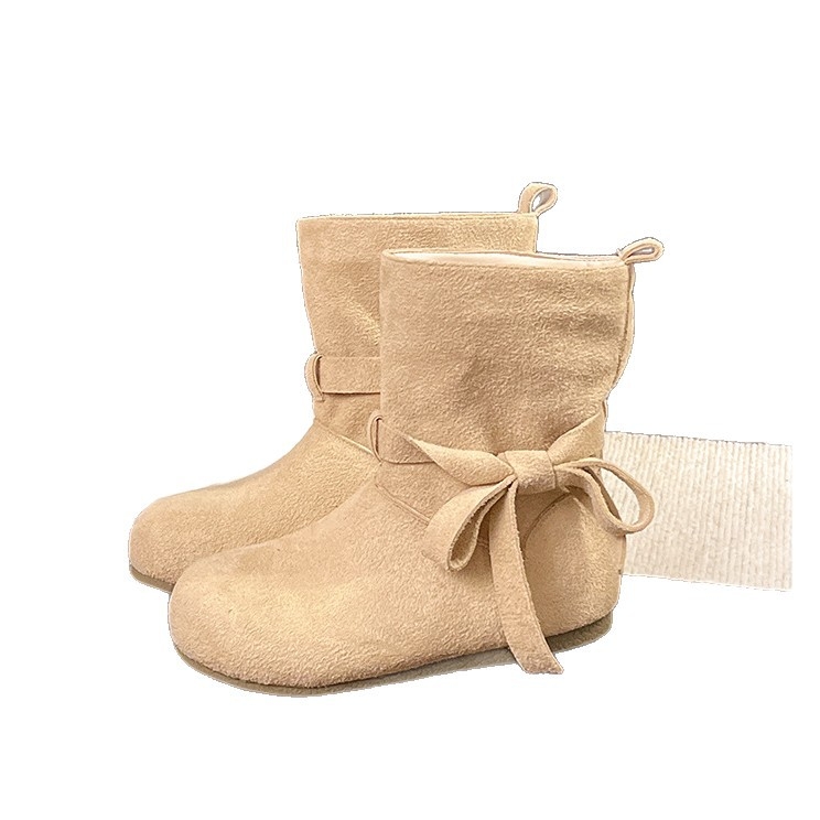 Retro ženske kratke čizme za povećanje visine, jesen-zima 2025, okrugli vrh, vezanje, mek potplat, Birkenstock stil zapadnjačkih kauboijskih čizmi
