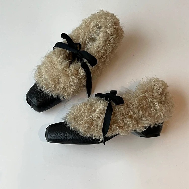 Ženske Mary Jane cipele s gornjim dijelom od split kože i pliš unutrašnjosti, kvadratni vrh, niski do srednjeg peta 3–6 cm, vintage stil, svakodnevno nošenje, Yqds