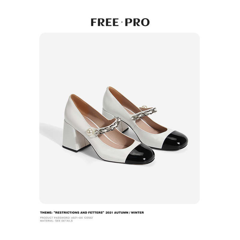 Proljeće 2023 Retro Mary Jane s kvadratnim vrhom, remen s kopčom, srednje visoki pet, ženske sandale