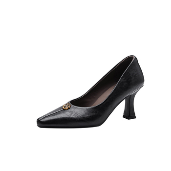 Camellia puha bőr slip-on női cipő, magas sarkú, hegyes orral, 2026 új modell