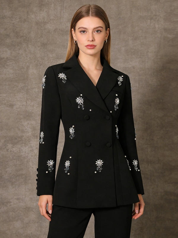 Elegantan uredski stil, svečana haljina s dijamantima i blejzerom; ljeto 2026, novi ženski top.