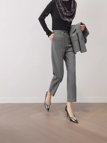 Ženski kostim set: sako i hlače, japanskog stila, slim fit, jednofarbna boja, dugi rukavi, sakovni ovratnik, gradski stil, vuneno-poliesterska smjesa