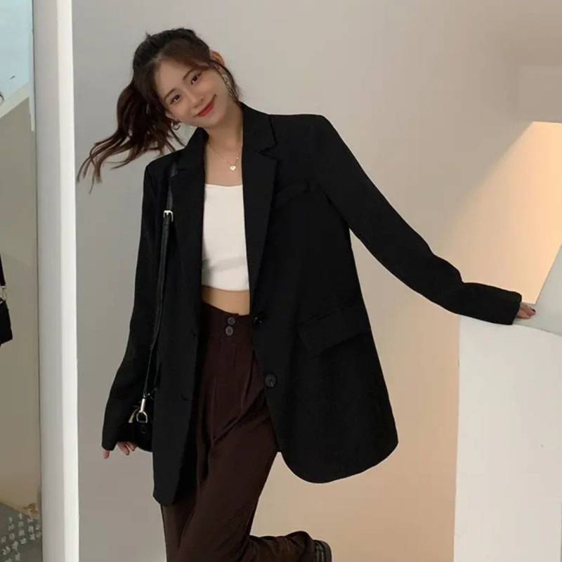 Modni kratki blejzer za žene, jesen, široka silueta, korejski stil, za sitniju figuru, elegantan ležerni blejzer, školskog stila