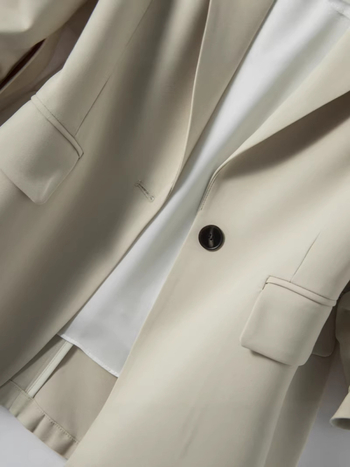 Ženski blejzer s 3/4 rukavima, ležernog kroja, s čipkastom podstavom, proljetni uredski stil, boja off-white