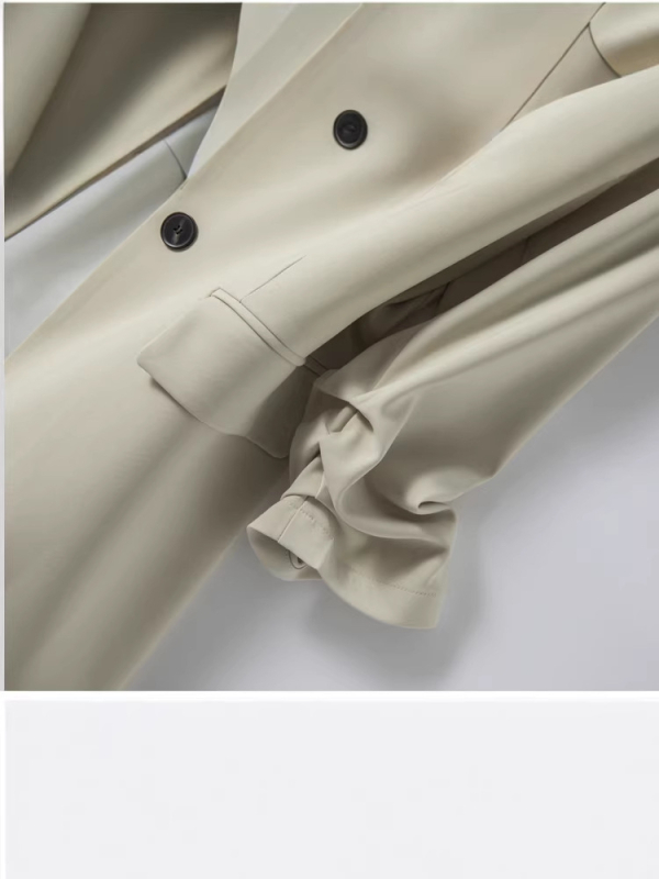Ženski blejzer s 3/4 rukavima, ležernog kroja, s čipkastom podstavom, proljetni uredski stil, boja off-white