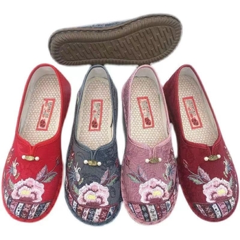 Ženske slip-on cipele s izšivkom, lagane platnene cipele, stil kineskog nadahnuća