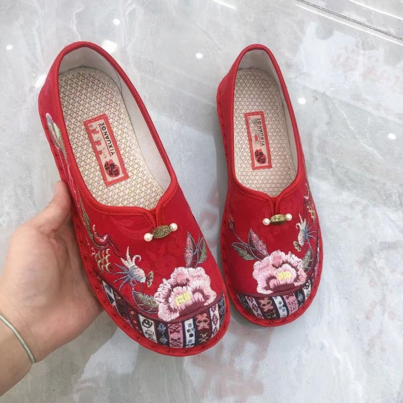 Ženske slip-on cipele s izšivkom, lagane platnene cipele, stil kineskog nadahnuća