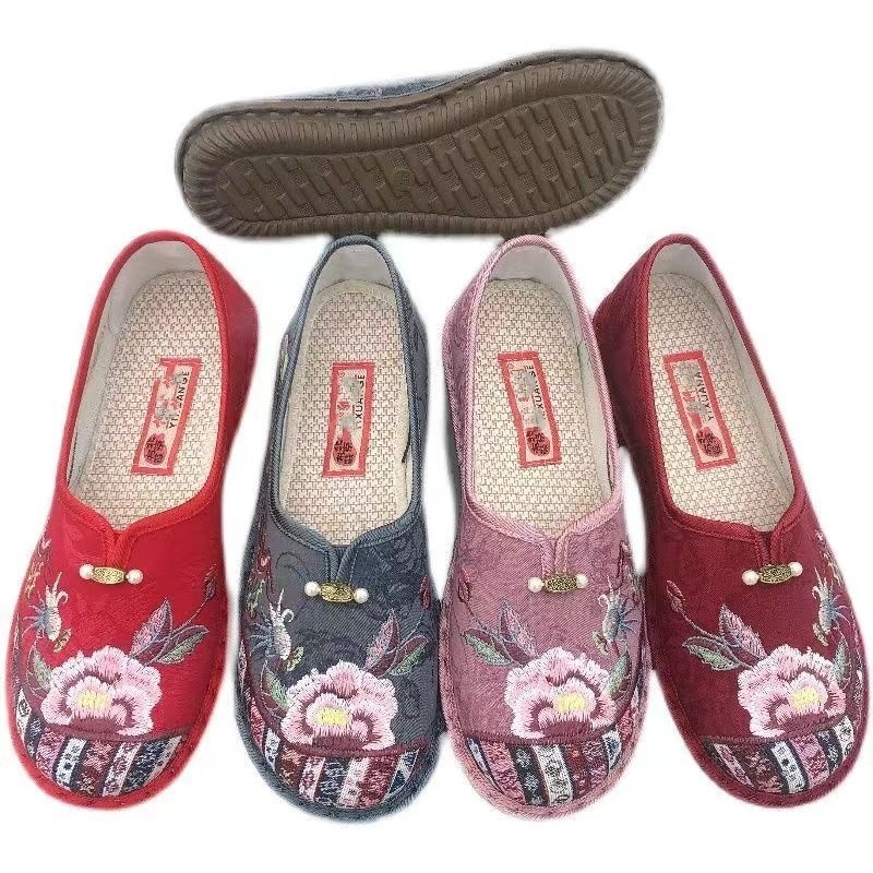 Ženske slip-on cipele s izšivkom, lagane platnene cipele, stil kineskog nadahnuća
